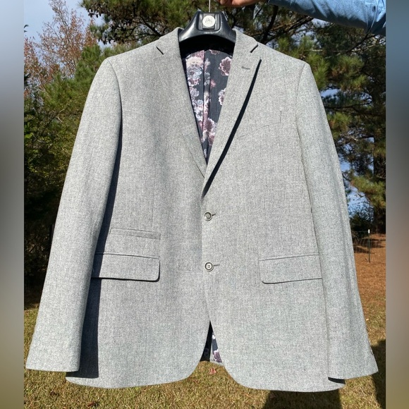 Alexandre of England 44R Poly/Wool Blend Regular Fit Light Grey Blazer - Picture 4 of 7